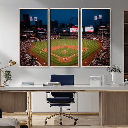 38612-MGV-CV-36X24-Busch Stadium Wall Art Canvas Print, Framed Missouri Stadium Art Picture Print, Busch Stadium Field Perfect Sports Room Decor