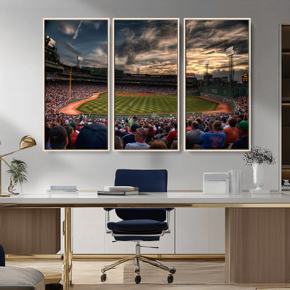 53432-MGV-CV-36X24-Fenway Park Stadium Wall Art Canvas Print, Framed Boston Baseball Stadium Art Picture Print, Massachusetts Fenway Park Perfect