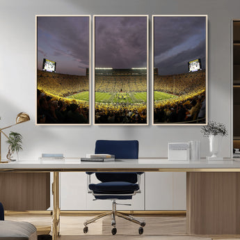 72404-MGV-CV-36X24-Michigan Wolverine Stadium Wall Art Canvas Print, Framed Michigan Stadium Art Picture Print, Football Stadium Perfect Sport Room
