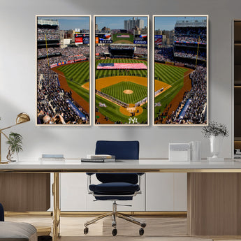 20879-MGV-CV-36X24-Yankee Stadium Wall Art Canvas Print, Framed New York Stadium Art Picture Print, Yankee Field Perfect Sport Room Decor Artwork