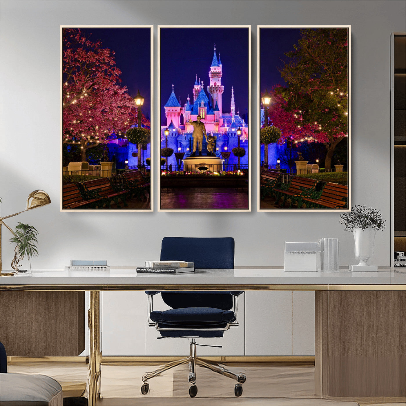 79435-MGV-CV-36X24-Disney Castle Wall Art Canvas Print, Framed Magic Kingdom Art Picture Print, Disney World Perfect Child Room Decor Artwork