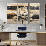 18807-MGV-CV-36X24-Lotus Flower Wall Art Canvas Print, Framed Abstract Lotus Art Picture Print, White Lotus Flower Perfect Abstract Floral Decor