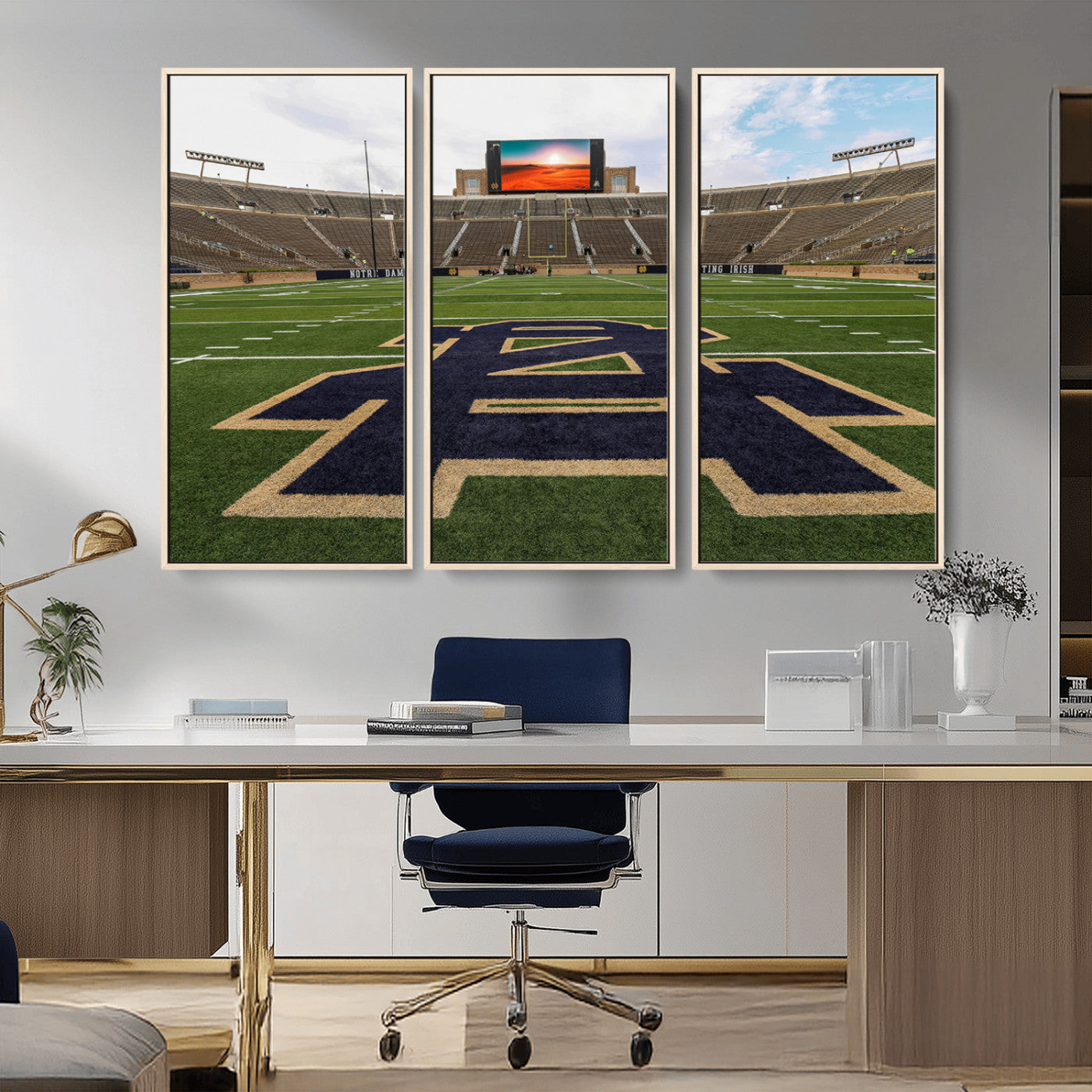 52835-MGV-CV-36X24-Notre Dame Stadium Wall Art Canvas Print, Framed Indiana Stadium Art Picture Print, Notre Dame Field Perfect Sport Room Decor