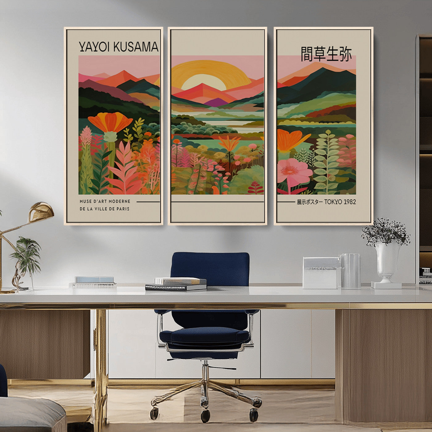 17753-MGV-CV-36X24-Floral Sunset Landscape Wall Art – Panoramic Nature Canvas Print, Vibrant Botanical Artwork for Living Room, Bedroom, Office, or