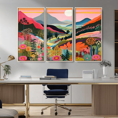 61376-MGV-CV-36X24-Floral Valley Wall Art – Panoramic Mountain Landscape Canvas Print, Vibrant Nature Decor for Living Room, Office, or Bedroom