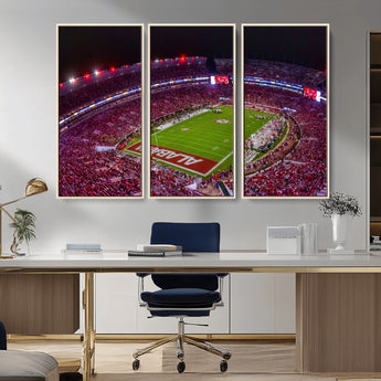11343-MGV-CV-36X24-Bryant-Denny Stadium Wall Art – Panoramic Alabama Crimson Tide Football Field Canvas Print, Game Day Decor for Office, Man Cave or