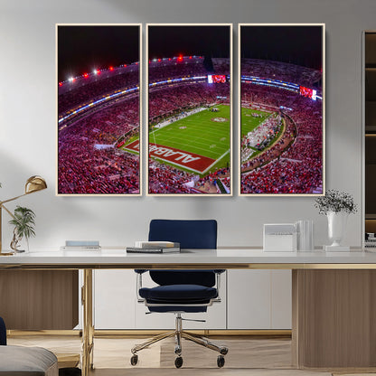 11343-MGV-CV-36X24-Bryant-Denny Stadium Wall Art – Panoramic Alabama Crimson Tide Football Field Canvas Print, Game Day Decor for Office, Man Cave or