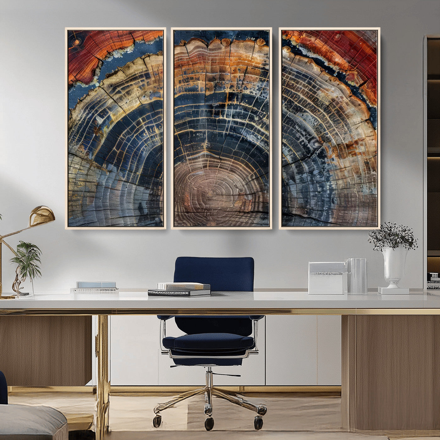 63519-MGV-CV-36X24-Tree Ring Wall Art – Rustic Nature Wood Grain Canvas Print, Abstract Natural Texture Artwork Poster for Living Room, Bedroom,