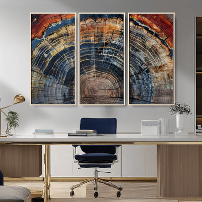 63519-MGV-CV-36X24-Tree Ring Wall Art – Rustic Nature Wood Grain Canvas Print, Abstract Natural Texture Artwork Poster for Living Room, Bedroom,