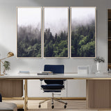 42578900-MGV-CV-36X24-Misty Forest Wall Art – Serene Mountain Pine Tree Canvas Print, Nature Landscape Decor for Bedroom, Living Room, Office or Rustic