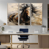 53001-MGV-CV-36X24-Wild Horse Wall Art – Majestic Stallion Canvas Print with Flowing Mane, Rustic Western Style Painting for Living Room, Office or