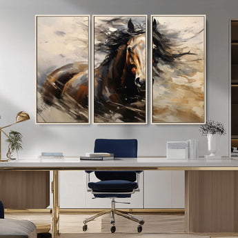 53001-MGV-CV-36X24-Wild Horse Wall Art – Majestic Stallion Canvas Print with Flowing Mane, Rustic Western Style Painting for Living Room, Office or
