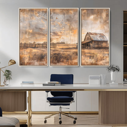 FARM2-MGV-CV-36X24-Rustic Farmhouse Wall Art Canvas Print, Framed Old Barn Art Picture Print, Southwestern Farmhouse Perfect Rustic Decor Artwork