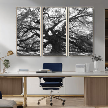 81655611-MGV-CV-36X24-Ancient Oak Wall Art Canvas Print, Framed Twisted Branches Art Picture Print, Gnarled Tree Perfect Moody Nature Decor Artwork