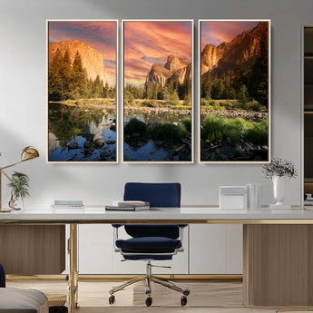31199457-MGV-CV-36X24-Yosemite Valley Wall Art Canvas Print, Framed El Capitan Art Picture Print, Sunset Sky Perfect Vibrant Western Decor Artwork