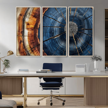 45268471-MGV-CV-36X24-Rustic Tree Ring Wall Art – Natural Wood Texture Canvas Print, Abstract Tree Stump Farmhouse Decor for Log Cabin, Wooden House or