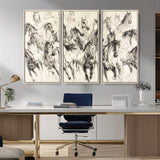 19433417-MGV-FC-48X32-3P_Natural-Running Horses Wall Art Canvas Print, Framed Horse Sketch Art Picture Print, Galloping Herd Perfect Monochrome Western Decor