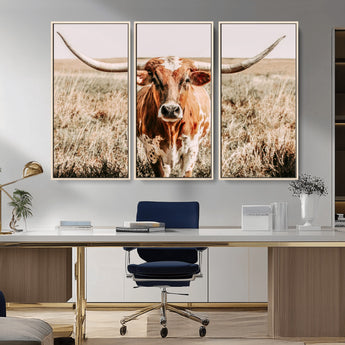 54986862-MGV-CV-36X24-Majestic Longhorn Wall Art – Canvas Print of Graceful Strength & Bold Spirit, Wild Plains Beauty Nature Inspired Rustic Decor for