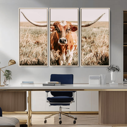 54986862-MGV-CV-36X24-Majestic Longhorn Wall Art – Canvas Print of Graceful Strength & Bold Spirit, Wild Plains Beauty Nature Inspired Rustic Decor for