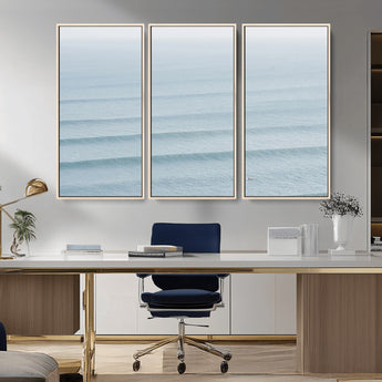 47814787-MGV-CV-36X24-Ocean Waves Wall Art Canvas Print, Framed Solo Surfer Art Picture Print, Wave Lines Perfect Minimalist Ocean Decor Artwork