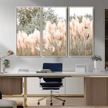 21826392-MGV-CV-36X24-Pampas Grass Wall Art Canvas Print, Framed Soft Pampas Art Picture Print, Pastel Grasses Perfect Soft Neutral Boho Decor Artwork