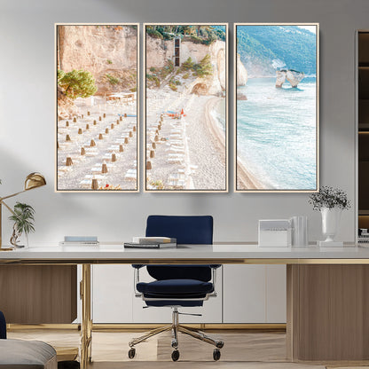 84816639-MGV-CV-36X24-Mediterranean Beach Wall Art Canvas Print, Framed Airy Coastal Art Picture Print, Summer Shore Perfect Coastal Retreat Decor