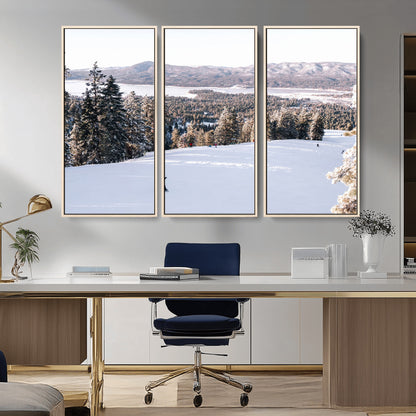 79857868-MGV-CV-36X24-Snowy Mountain Wall Art Canvas Print, Framed Ski Slope Art Picture Print, Winter Forest Perfect Modern Rustic Decor Artwork