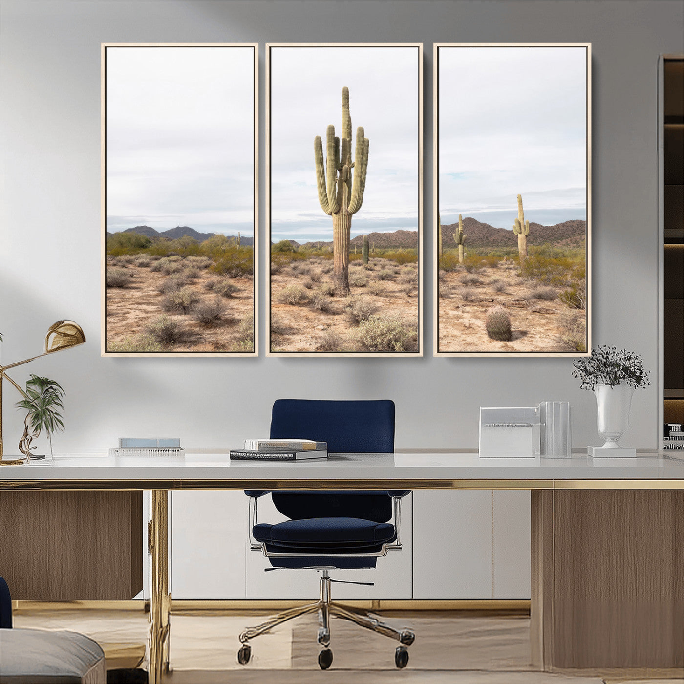 96147924-MGV-CV-36X24-Saguaro Cactus Wall Art Canvas Print, Framed Desert Cactus Art Picture Print, Earthy Desert Perfect Southwestern Boho Decor