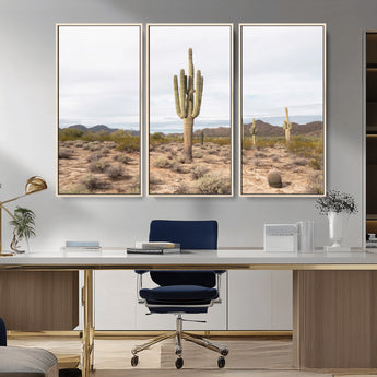 96147924-MGV-CV-36X24-Saguaro Cactus Wall Art Canvas Print, Framed Desert Cactus Art Picture Print, Earthy Desert Perfect Southwestern Boho Decor