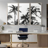 46641801-MGV-CV-36X24-Palm Tree Wall Art Canvas Print, Framed Black White Tropics Art Picture Print, Monochrome Palms Perfect Modern Tropical Minimalist