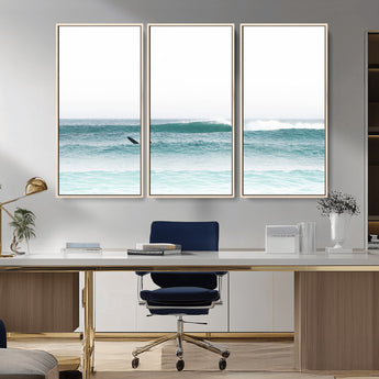 56345117-MGV-CV-36X24-Minimalist Surfing Wall Art Canvas Print, Framed Ocean Waves Art Picture Print, Soft Ocean Perfect Minimalist Coastal Decor