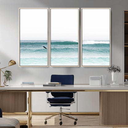 56345117-MGV-CV-36X24-Minimalist Surfing Wall Art Canvas Print, Framed Ocean Waves Art Picture Print, Soft Ocean Perfect Minimalist Coastal Decor