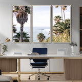 51404565-MGV-CV-36X24-Palm Trees Wall Art Canvas Print, Framed Ocean Breeze Art Picture Print, Coastal View Perfect Tropical Coastal Decor Artwork