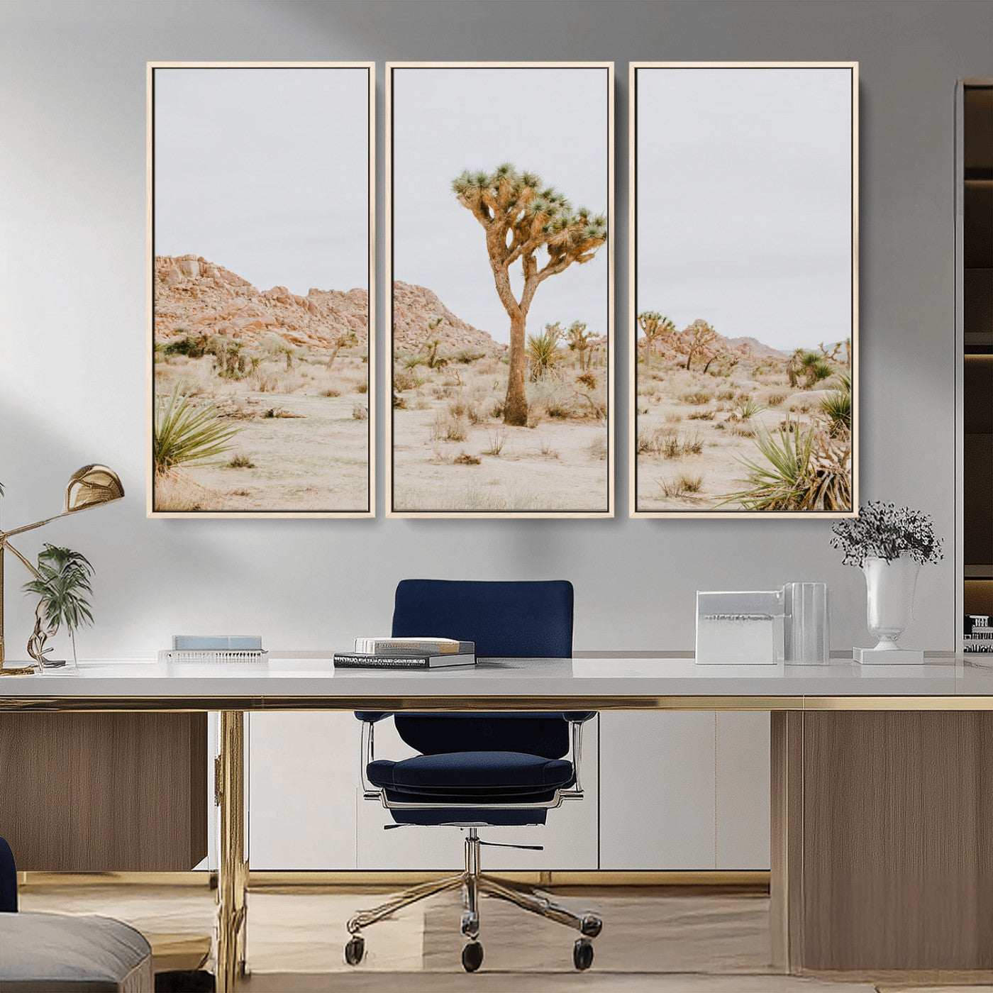67109959-MGV-CV-36X24-Joshua Tree Wall Art Canvas Print, Framed Neutral Desert Art Picture Print, Earthy Landscape Perfect Neutral Boho Decor Artwork