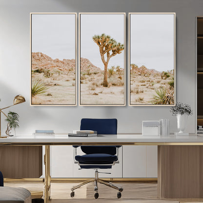 67109959-MGV-CV-36X24-Joshua Tree Wall Art Canvas Print, Framed Neutral Desert Art Picture Print, Earthy Landscape Perfect Neutral Boho Decor Artwork