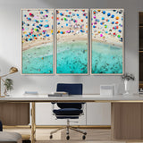 76172085-MGV-CV-36X24-Tropical Shoreline Wall Art Canvas Print, Framed Beach Relaxing Art Picture Print, Aerial Summer Perfect Coastal Vibrant Decor