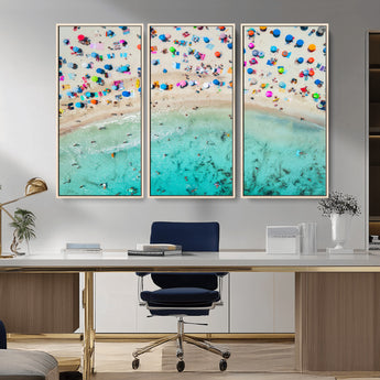 76172085-MGV-CV-36X24-Tropical Shoreline Wall Art Canvas Print, Framed Beach Relaxing Art Picture Print, Aerial Summer Perfect Coastal Vibrant Decor