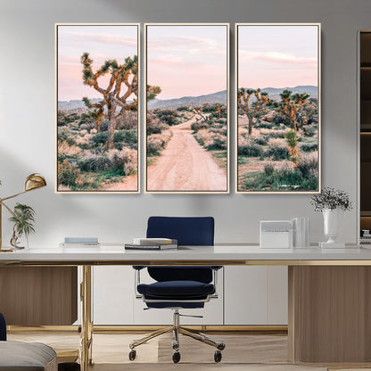12540952-MGV-CV-36X24-Joshua Tree Park Wall Art Canvas Print, Framed Desert Road Art Picture Print, Sunset Drive Perfect Southwestern Boho Decor Artwork