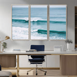 73692470-MGV-CV-36X24-Ocean Swell Wall Art Canvas Print, Framed Surf Waves Art Picture Print, Blue Water Perfect Coastal Dynamic Decor Artwork