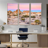 96167137-MGV-CV-36X24-Vibrant Sunset Sky Wall Art Canvas Print, Framed Joshua Tree Art Picture Print, Rugged Terrain Perfect Southwestern Boho Decor