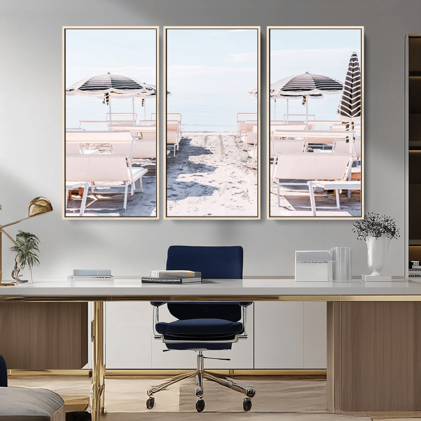 67623952-MGV-CV-36X24-Minimalist Beach Wall Art Canvas Print, Framed Pastel Sand Art Picture Print, Beach Aesthetic Perfect Coastal Minimalist Decor