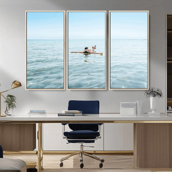 32624554-MGV-CV-36X24-Swimming Relaxation Wall Art Canvas Print, Framed Peaceful Water Art Picture Print, Clear Sea Perfect Minimalist Aquatic Decor
