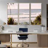 23287092-MGV-CV-36X24-Ocean Surfer Wall Art Canvas Print, Framed Coastal Surf Art Picture Print, Tropical Beach Perfect Tropical Coastal Decor Artwork