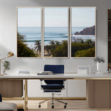 88336640-MGV-CV-36X24-Tropical Beach Scene Wall Art Canvas Print, Framed Coastal Photography Art Picture Print, Ocean Horizon Art Perfect Coastal Boho