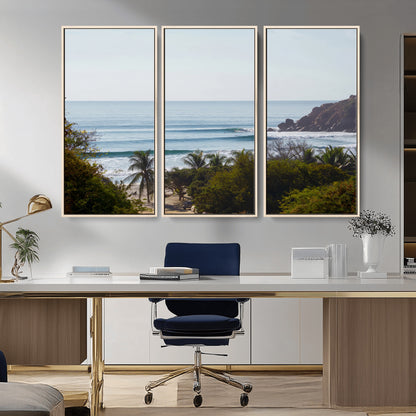 88336640-MGV-CV-36X24-Tropical Beach Scene Wall Art Canvas Print, Framed Coastal Photography Art Picture Print, Ocean Horizon Art Perfect Coastal Boho