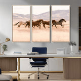 83644685-MGV-CV-36X24-Wild Horse Art Wall Art Canvas Print, Framed Rustic Western Art Picture Print, Desert Horse Scene Perfect Rustic Western Decor