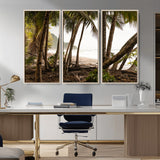 92093951-MGV-CV-36X24-Tropical Jungle Wall Art Canvas Print, Framed Palm Tree Forest Art Picture Print, Coastal Escape Perfect Jungle Retreat Decor