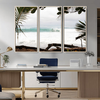 50382104-MGV-CV-36X24-Tropical Surf Wall Art Canvas Print, Framed Palm Tree View Art Picture Print, Beach House Art Perfect Boho Coastal Decor Artwork