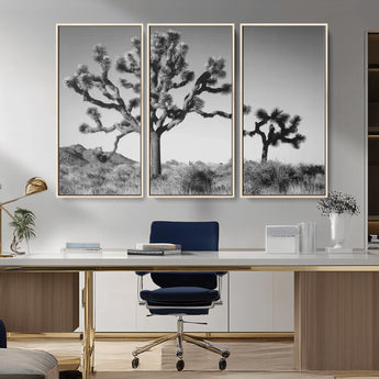 50975475-MGV-CV-36X24-Joshua Tree Art Wall Art Canvas Print, Framed Desert Tree Print Art Picture Print, Black White Nature Perfect Southwestern Boho