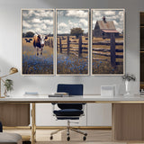 22296025-MGV-CV-36X24-Texas Longhorn Canvas Wall Art Canvas Print, Framed Rustic Barn Wall Art Art Picture Print, Farmhouse Cow Decor Perfect Rustic